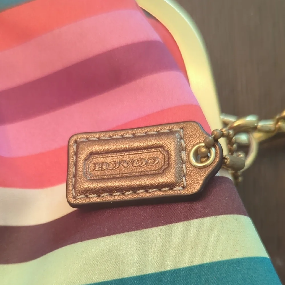 Coach Legacy Striped Large Kisslock Pouch/Wristlet - Picture 3 of 7